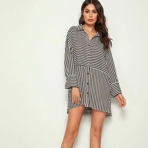 Striped Split-Hem Shein Dress
